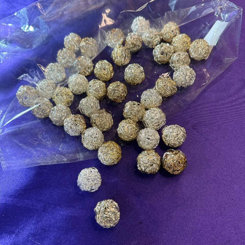 📌40+ Wire Bead Silver Copper Bird Nest Style Craft Beads 15 Millimeters